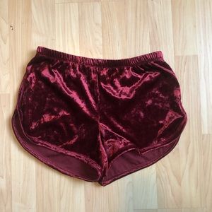 Red velvet shorts